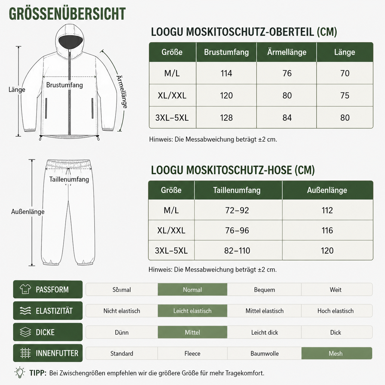Camouflage Mückenschutz-Anzug für Outdoor & Angeln