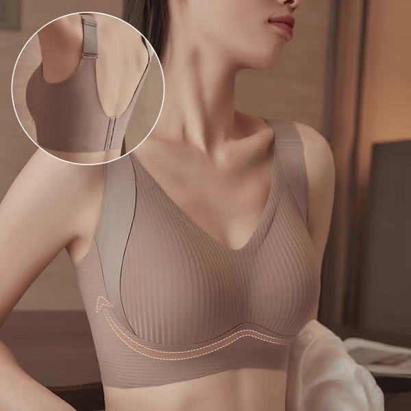 🎁Gerippter, verstellbarer Push-Up-BH ohne Bügel für Damen
