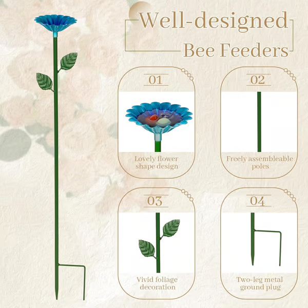 🐝🌷Bienen- und Schmetterlings-Wasserspender mit Blumendesign🎁 MEHR KAUFEN, MEHR SPAREN/🐝🌷Bee and Butterfly Water Feeder with Flower Design