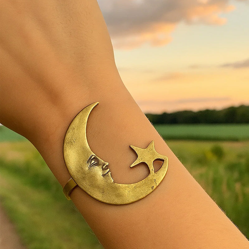 Offenes Armband mit Stern- und Mondmuster