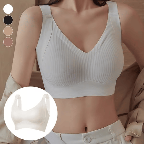 🎁Gerippter, verstellbarer Push-Up-BH ohne Bügel für Damen