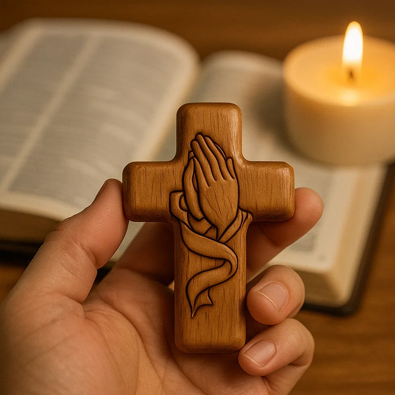 💕✝️Taschenkarte mit Gebetskreuz aus Holz💯🪵Handgeschnitztes 3D-Geschenk für Ihre Lieben!