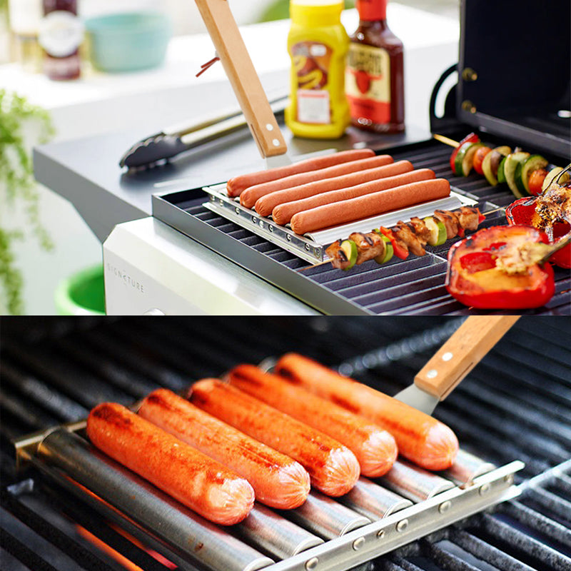 Rollbarer Wurstständer aus Edelstahl