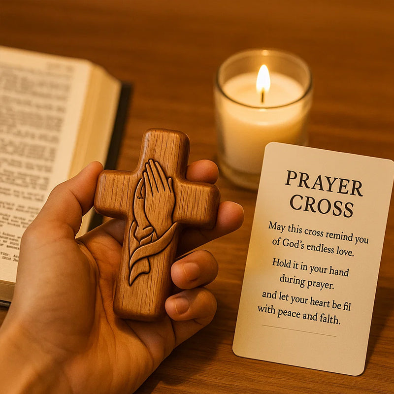 💕✝️Taschenkarte mit Gebetskreuz aus Holz💯🪵Handgeschnitztes 3D-Geschenk für Ihre Lieben!