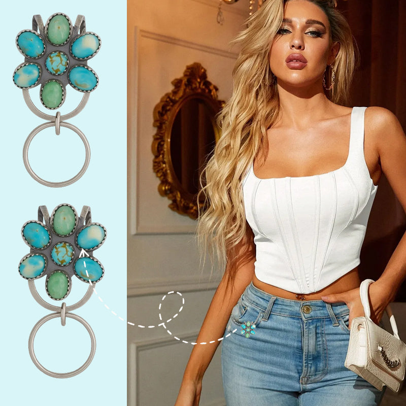 🌼 Türkisfarbener Bloom-Taschenclip-Schlüsselhalter – Finden Sie Ihre Schlüssel mit Flair