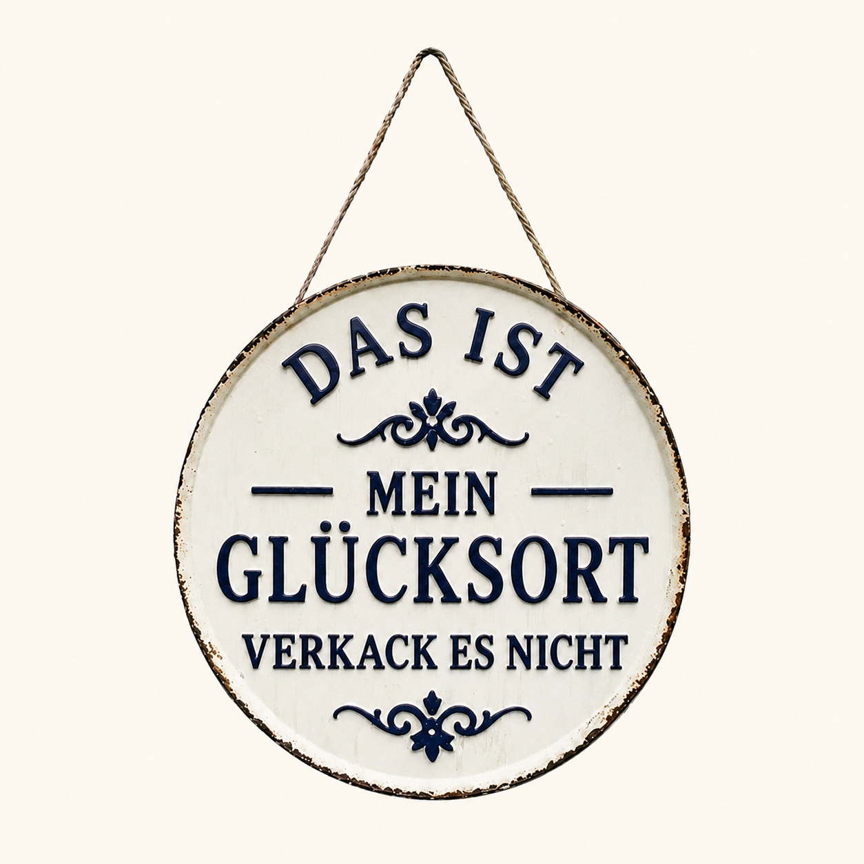 GLÜCKSPLATZ – Vintage-Statement-Metallschild