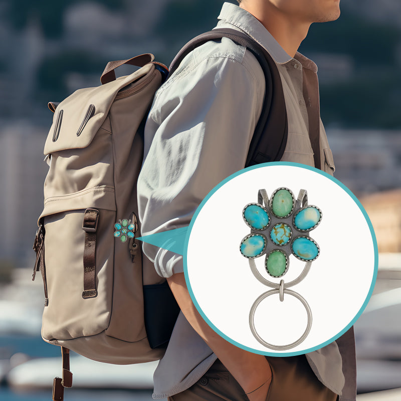 🌼 Türkisfarbener Bloom-Taschenclip-Schlüsselhalter – Finden Sie Ihre Schlüssel mit Flair