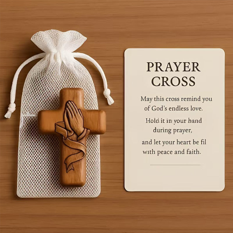 💕✝️Taschenkarte mit Gebetskreuz aus Holz💯🪵Handgeschnitztes 3D-Geschenk für Ihre Lieben!