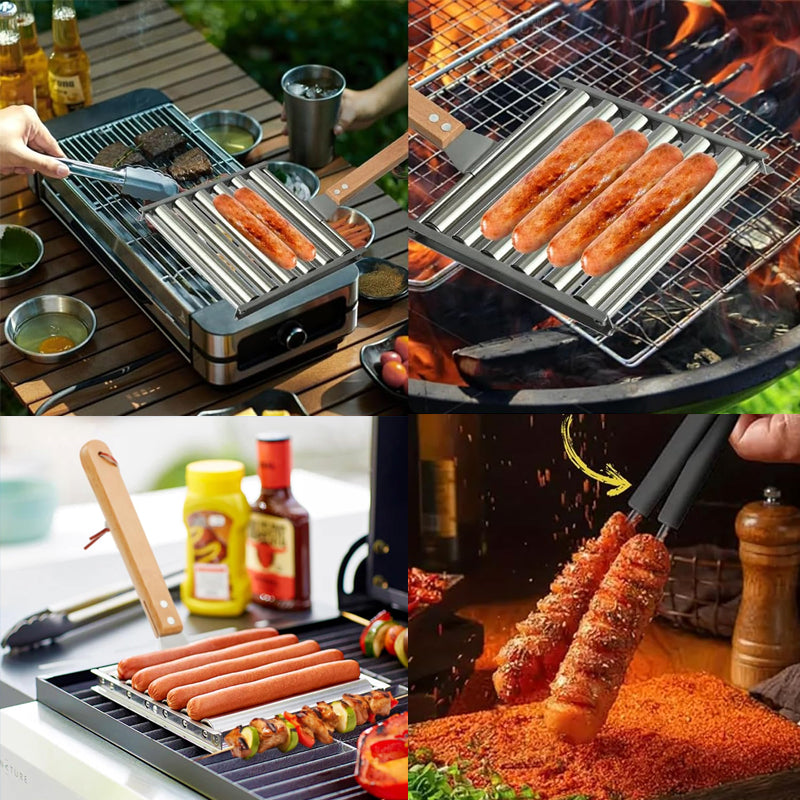 Rollbarer Wurstständer aus Edelstahl