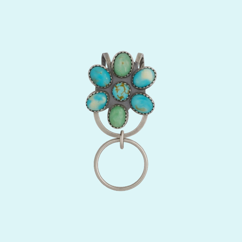 🌼 Türkisfarbener Bloom-Taschenclip-Schlüsselhalter – Finden Sie Ihre Schlüssel mit Flair
