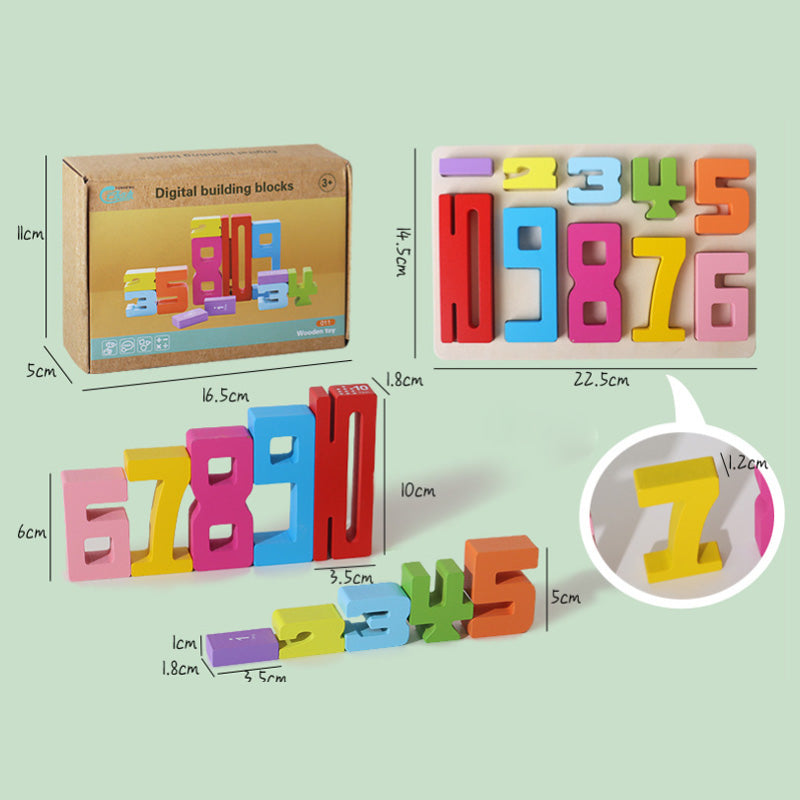 🌟 Holz-Zahlenblöcke für Kinder - Spielzeugbausteine