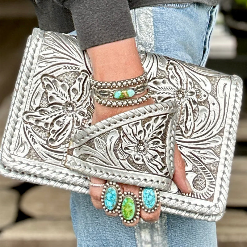 Clutch im Western-Stil „Silver Flower Dance“