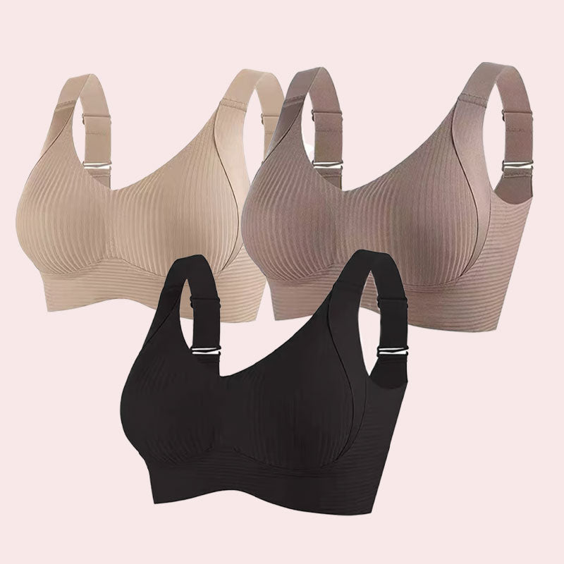 🎁Gerippter, verstellbarer Push-Up-BH ohne Bügel für Damen