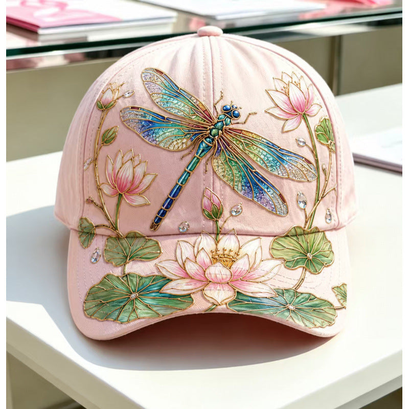 🧢🌼Garden Morning Baseball Cap – Bestickte Blumen-Cap mit Bienenmotiv