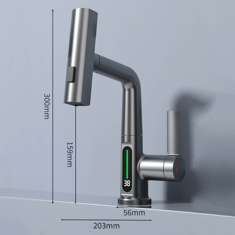 Ziehende Anhebung Des Wasserhahns Mit Digitalanzeige
