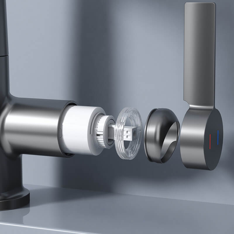 Ziehende Anhebung Des Wasserhahns Mit Digitalanzeige