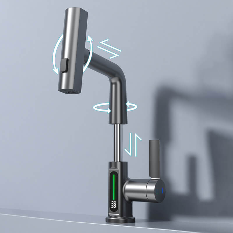 Ziehende Anhebung Des Wasserhahns Mit Digitalanzeige