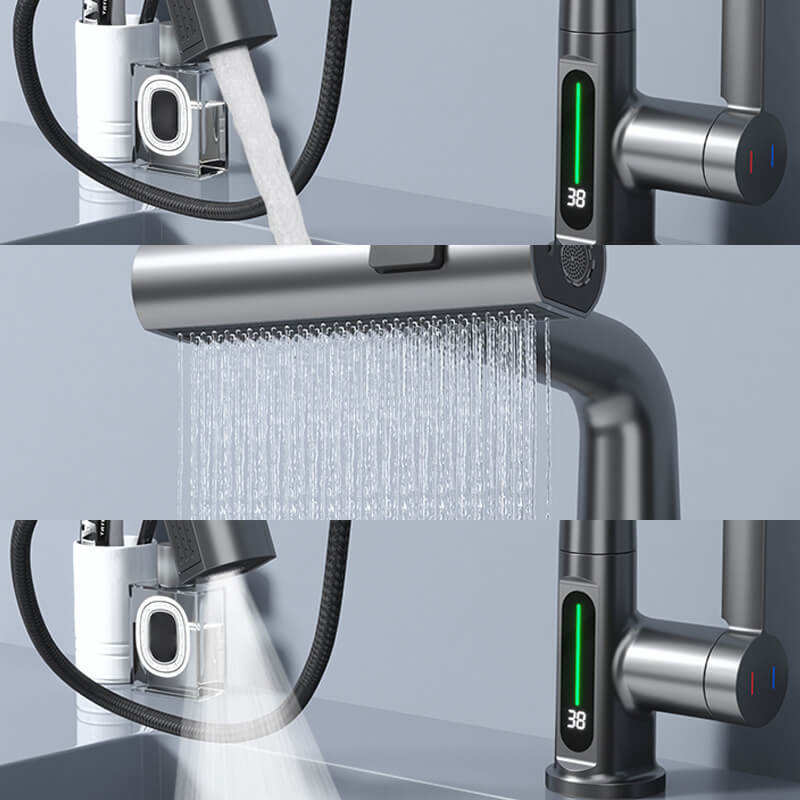 Ziehende Anhebung Des Wasserhahns Mit Digitalanzeige