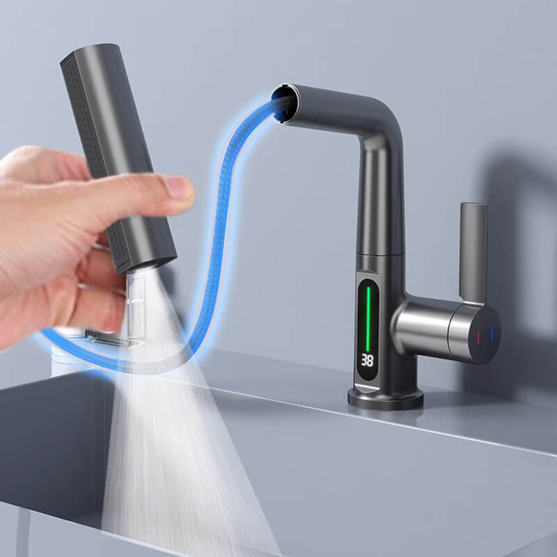 Ziehende Anhebung Des Wasserhahns Mit Digitalanzeige