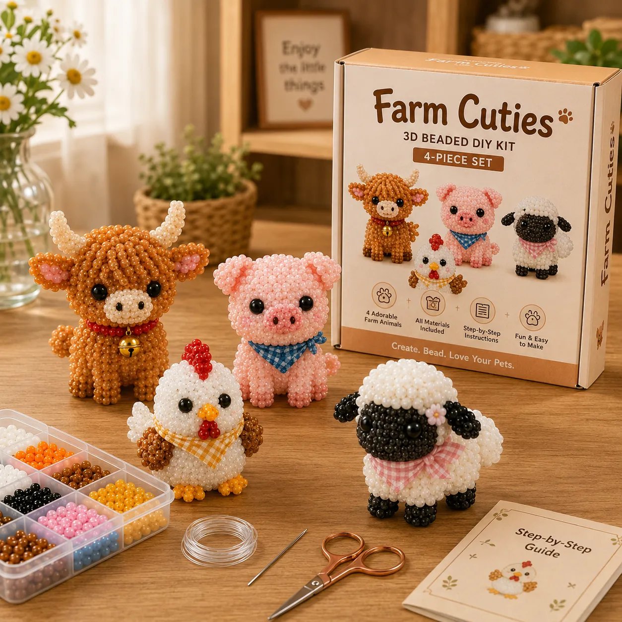 🧵✨ 3D Perlen Tier DIY Bastelset – Kreatives Geschenk zum Selbermachen