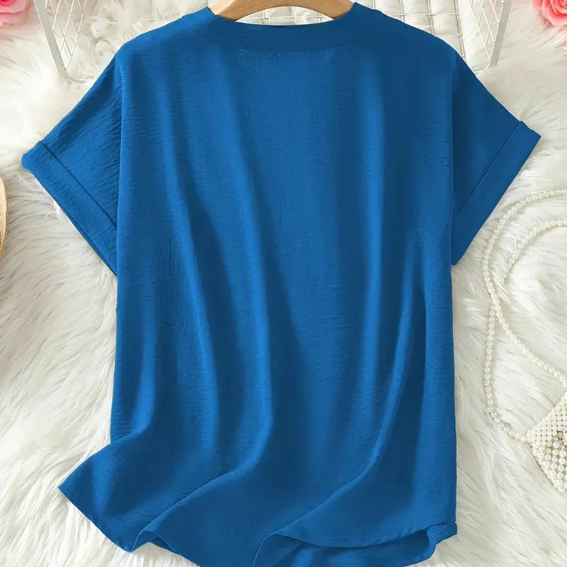 🌸 Frühjahrsverkauf 61% RABATT 👕 Modisches lockeres einfarbiges Kurzarm-Oberteil