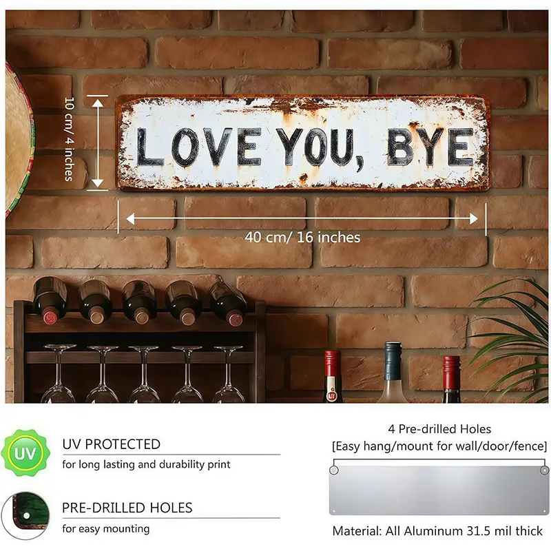 ❤️ Ich liebe dich, tschüss – Vintage-Metallschild