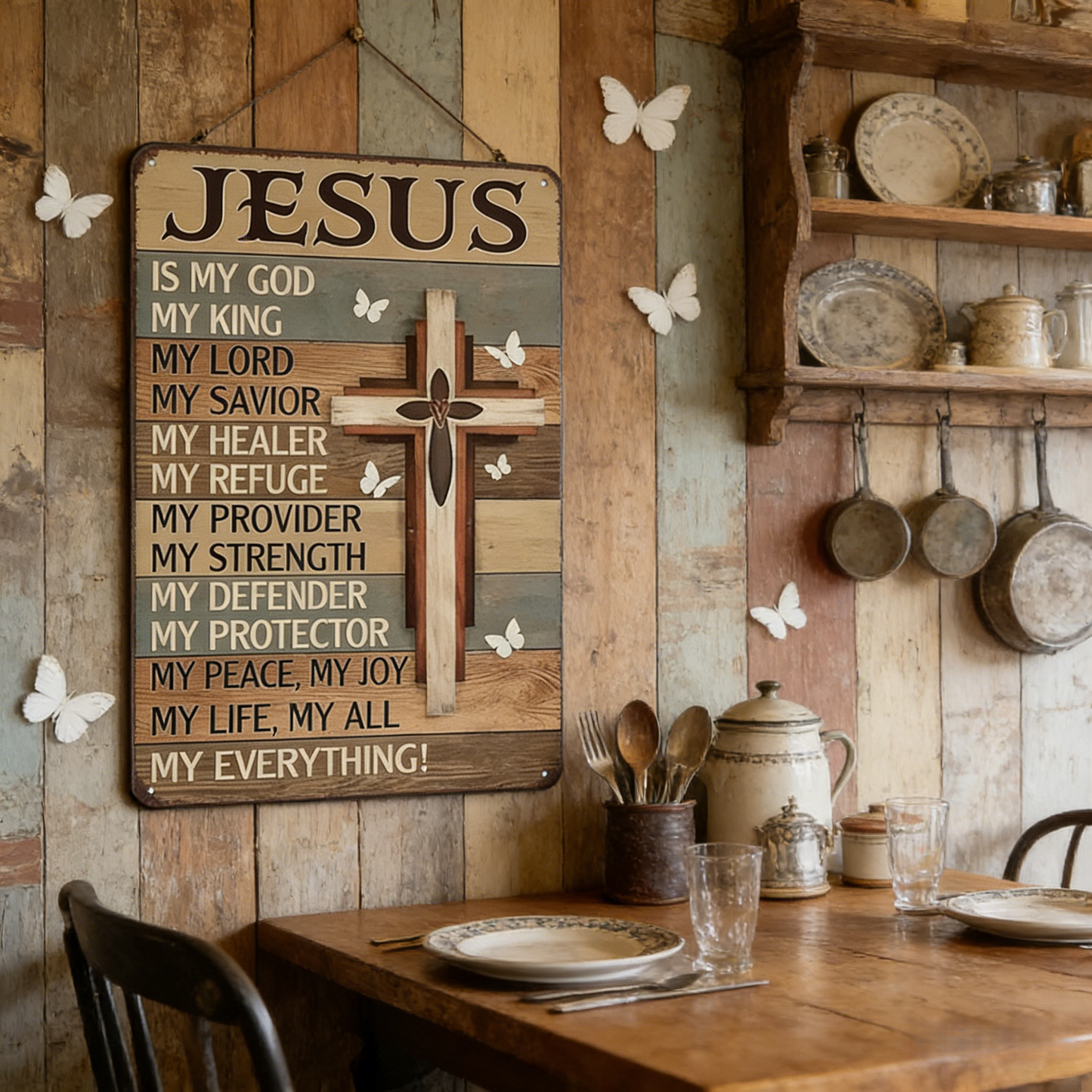 Jesus ist mein Gott, König, Alles – Vintage-Blechschild, religiöse Wandkunst aus Metall