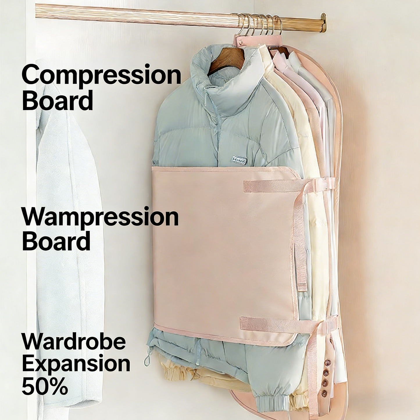 Closet Space Saver Compression Board for Bulky Clothes