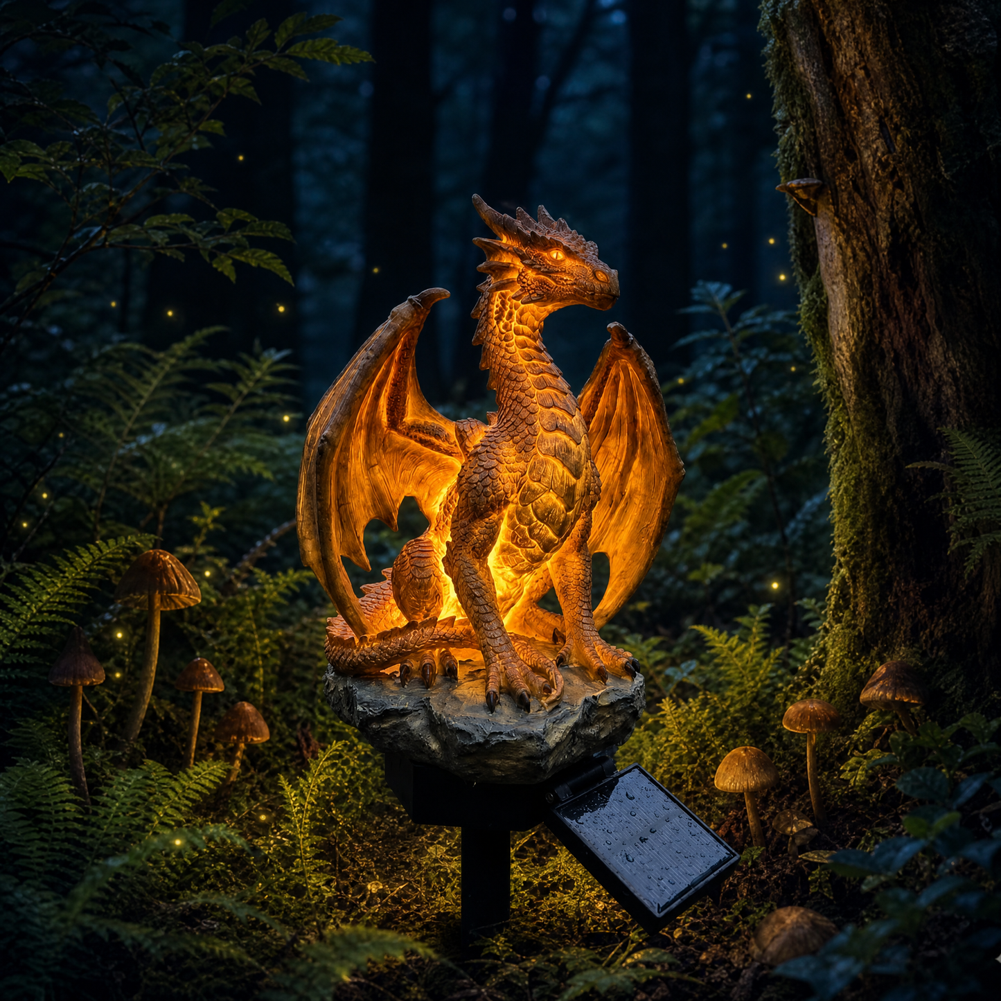 Solar-Drachen Gartenleuchte mit LED-Glutlicht – Fantasy Gartendeko für Terrasse, Beet & Balkon
