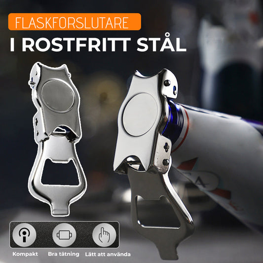 Flaschenöffner aus Edelstahl mit frischhaltendem Korken
