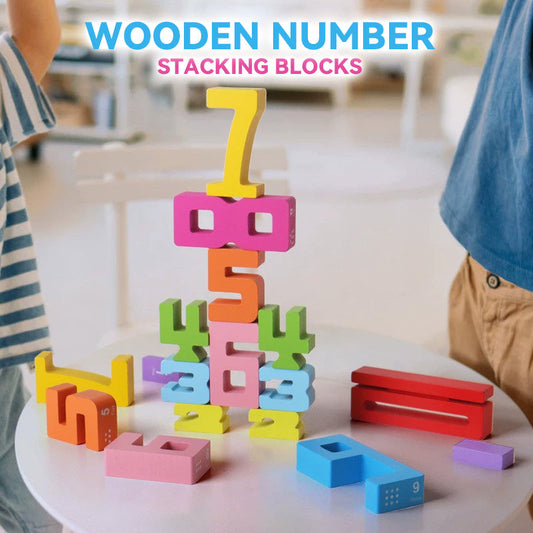 🌟 Holz-Zahlenblöcke für Kinder - Spielzeugbausteine