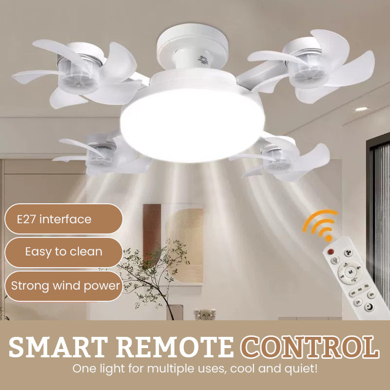 E27 Ventilatorlampe mit Fernbedienung – LED Deckenlampe mit faltbaren Flügeln für kleine Räume