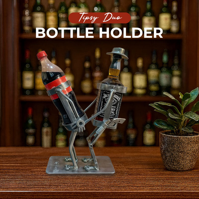 🥂 Tanzender Duo-Flaschenhalter aus Metall