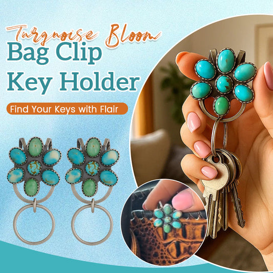 🌼 Türkisfarbener Bloom-Taschenclip-Schlüsselhalter – Finden Sie Ihre Schlüssel mit Flair