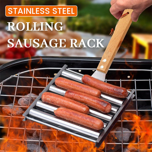 Rollbarer Wurstständer aus Edelstahl