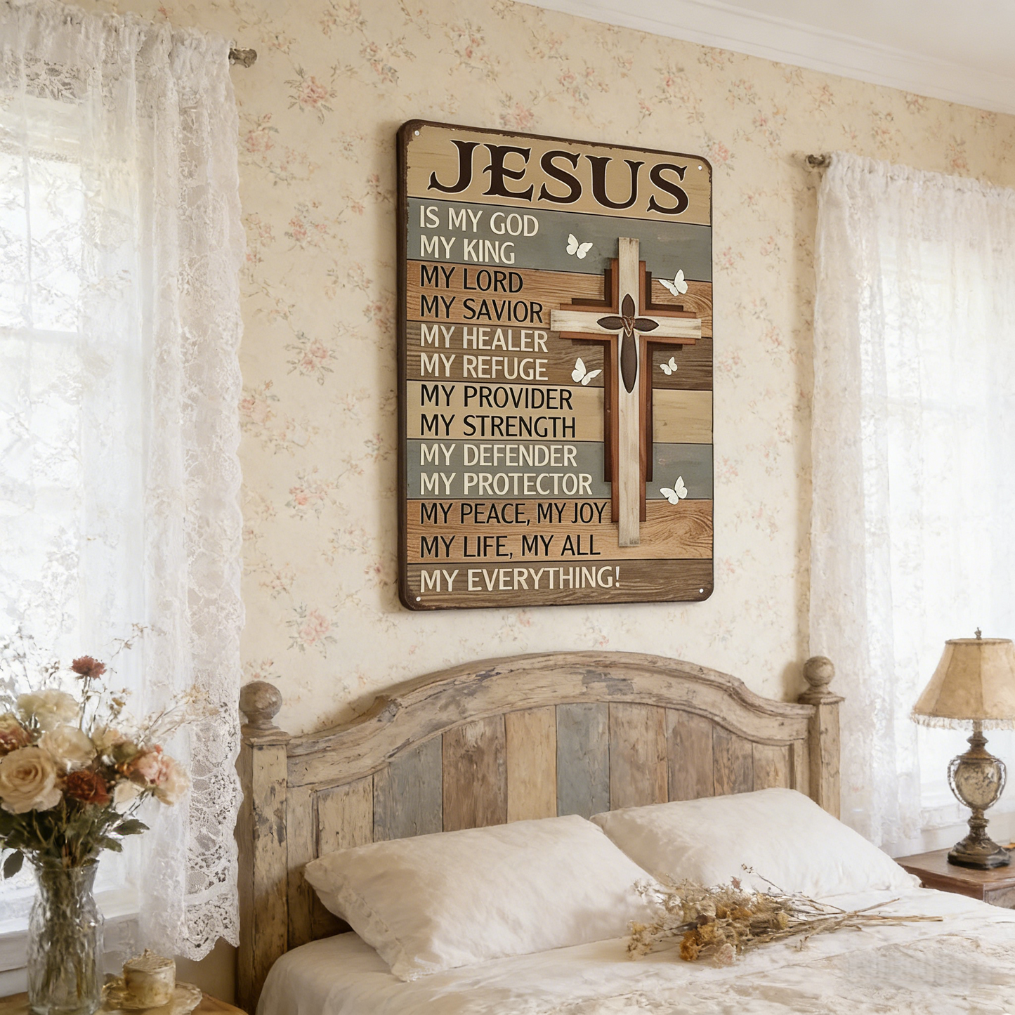 Jesus ist mein Gott, König, Alles – Vintage-Blechschild, religiöse Wandkunst aus Metall