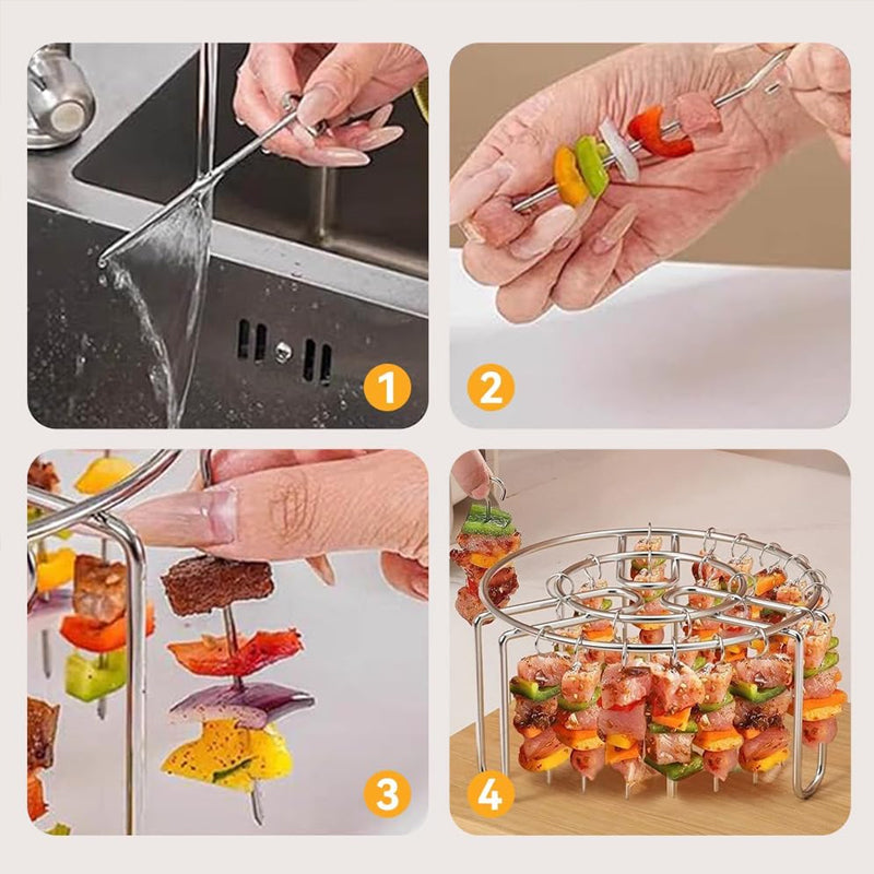 🔥 Vertikaler Spießhalter für Heißluftfritteuse – Edelstahl-Kebabhalter für Airfryer, Ofen, Gemüse & Fleischspieße 🍢