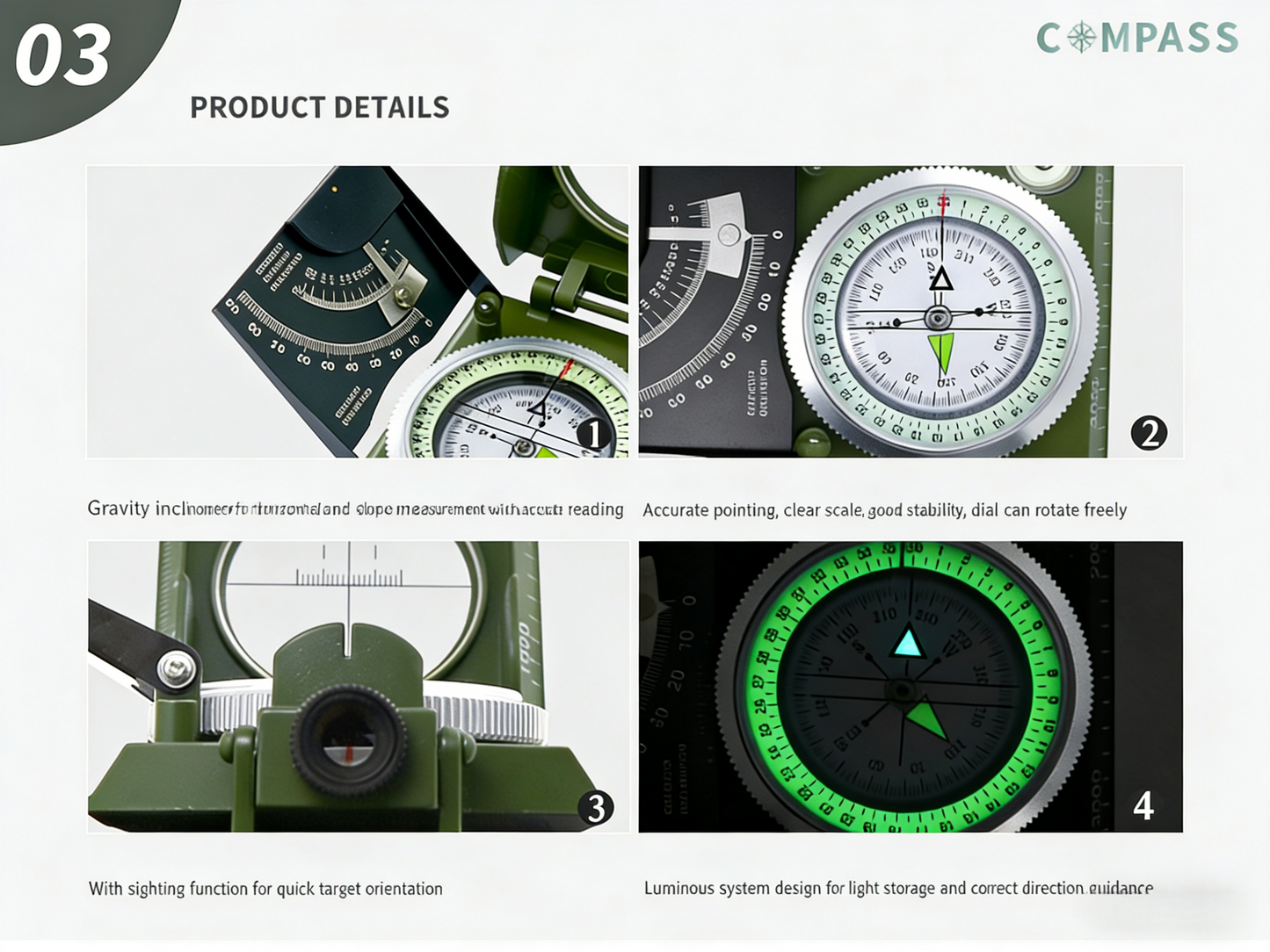 Multifunktionaler hochpräziser Militärkompass