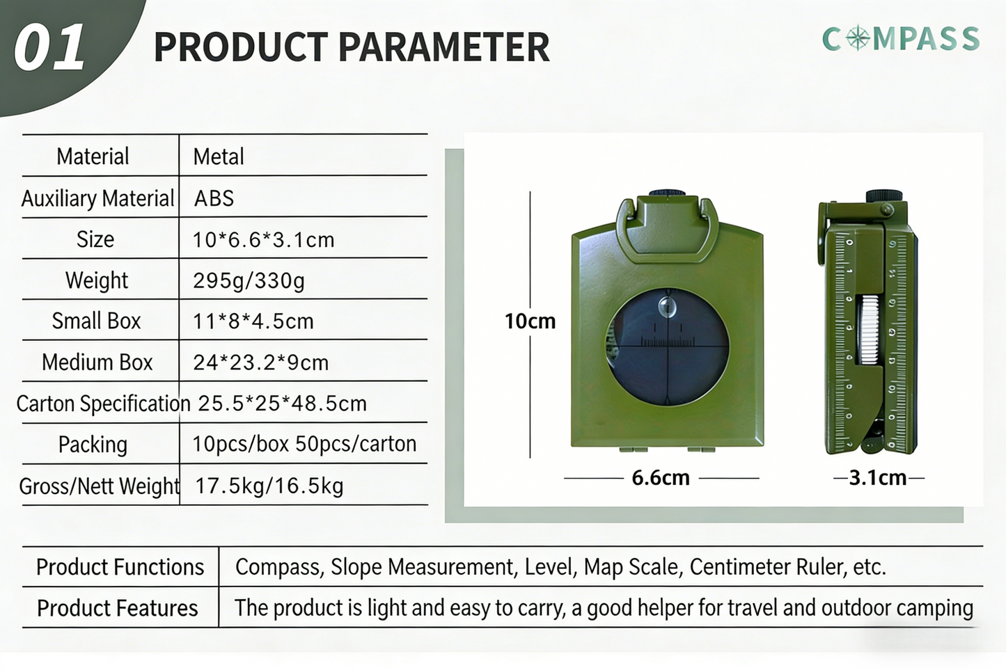 Multifunktionaler hochpräziser Militärkompass