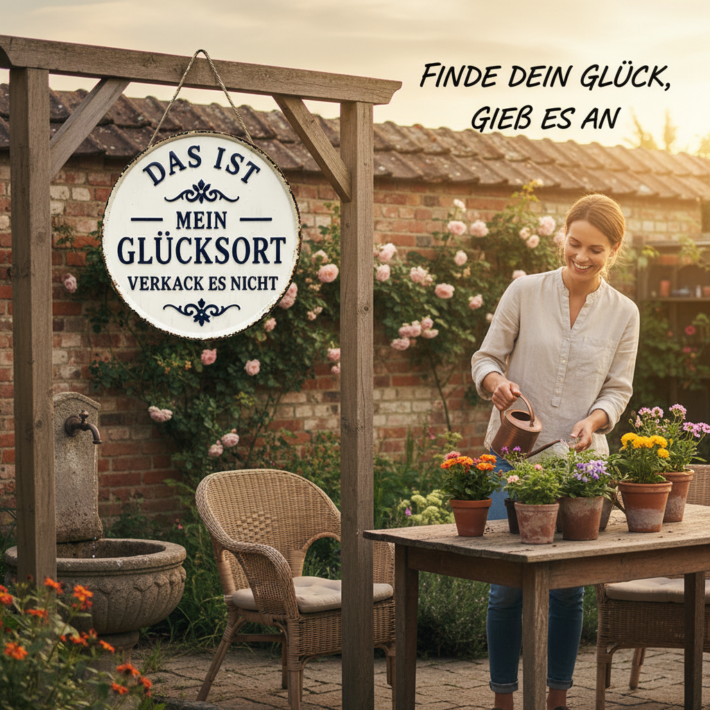 GLÜCKSPLATZ – Vintage-Statement-Metallschild