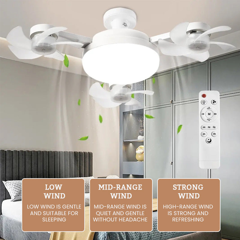E27 Ventilatorlampe mit Fernbedienung – LED Deckenlampe mit faltbaren Flügeln für kleine Räume