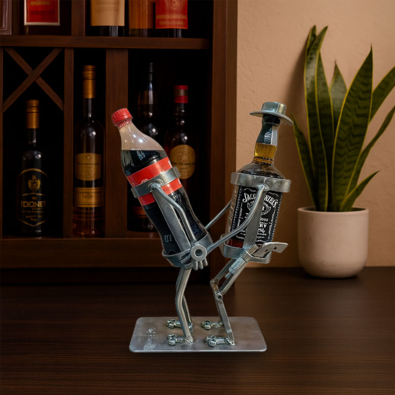 🥂 Tanzender Duo-Flaschenhalter aus Metall