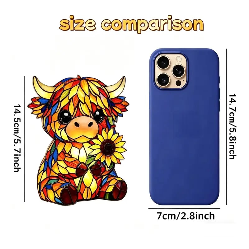 ✨ Kreatives LED-Nachtlicht in Form einer Hochlandkuh – Cartoon-Tierfigur aus Kunstharz für Zuhause – Niedliche Dekolampe für Kinder- und Wohnzimmer – Tisch- und Nachttischlampe – USB-betrieben