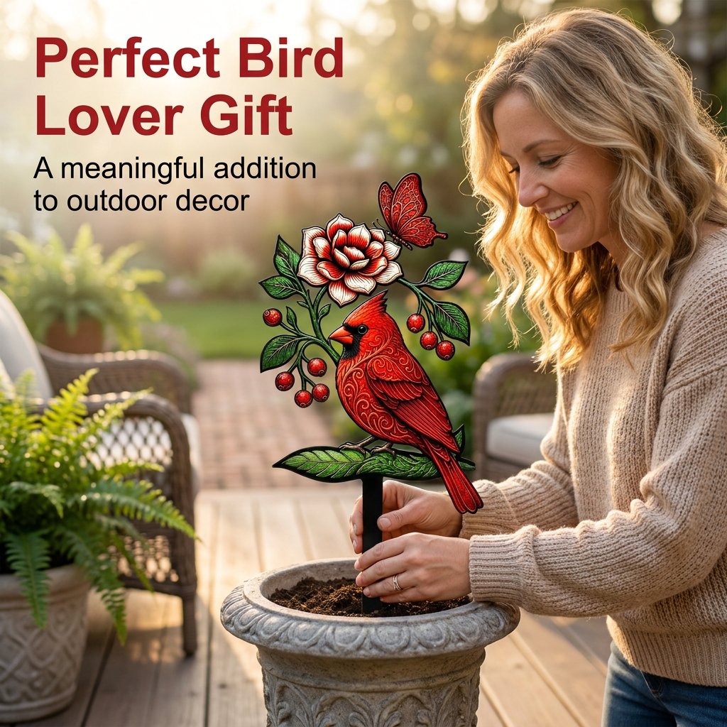 🐦Kardinal Gedenkstecker – Liebevolle Erinnerung für Garten & Grabstätte