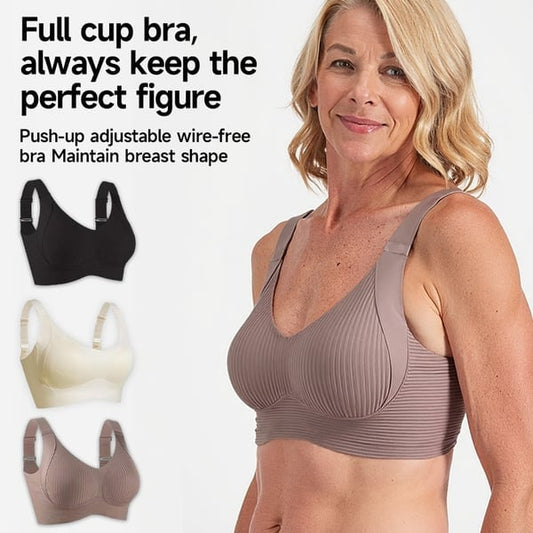 🎁Gerippter, verstellbarer Push-Up-BH ohne Bügel für Damen