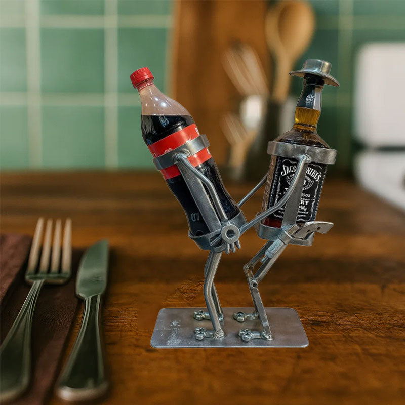 🥂 Tanzender Duo-Flaschenhalter aus Metall