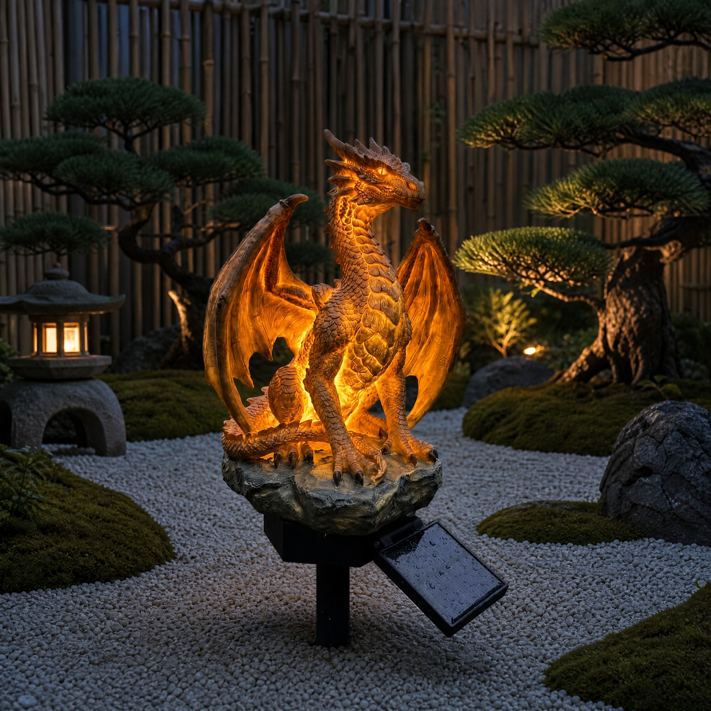Solar-Drachen Gartenleuchte mit LED-Glutlicht – Fantasy Gartendeko für Terrasse, Beet & Balkon