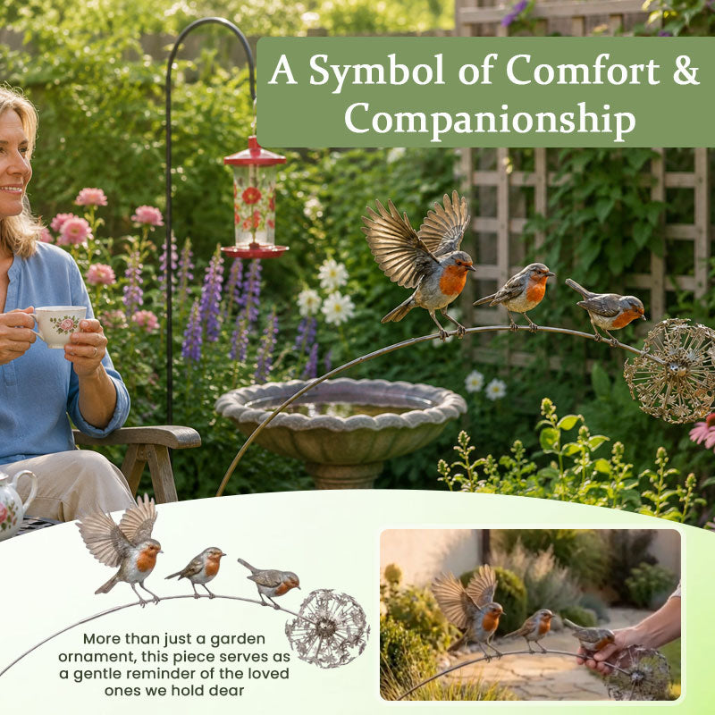 Rotkehlchen Gartenstecker – Bedeutungsvolle Gartendeko mit Vögeln für Beet, Terrasse & Erinnerungsecken