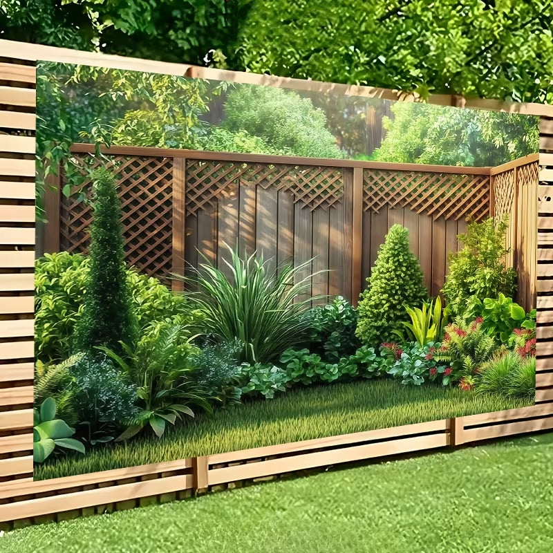 Hintergrundbanner „Magischer Wald“ mit Blumen und Schmetterlingen