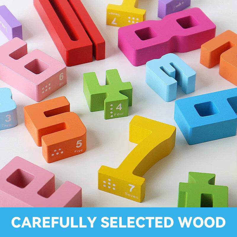 🌟 Holz-Zahlenblöcke für Kinder - Spielzeugbausteine